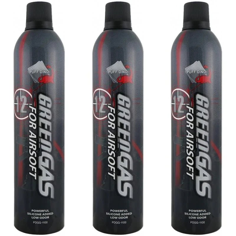 3x 12kg Puff Dino Airsoft Green Gas Bundle - Airsoft Central